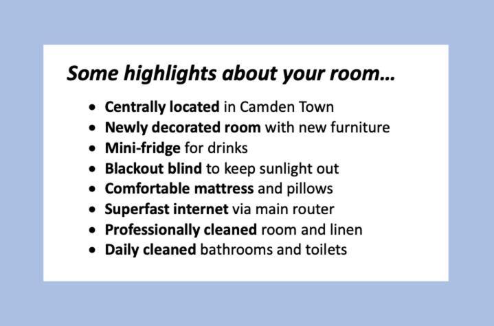 Stylish 1-minute Walk To Camden Town Metro, Shops, Cafes, Bars & Restaurants With Shared Bathrooms Homestay *