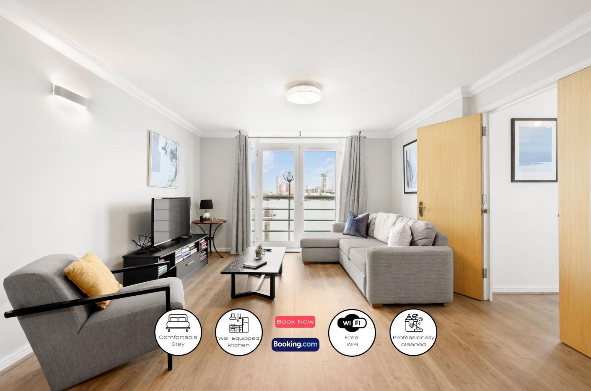2 Bedroom Short Term & Flexible Renting Canary Wharf With Free Parking And Free Wifi Apartment *