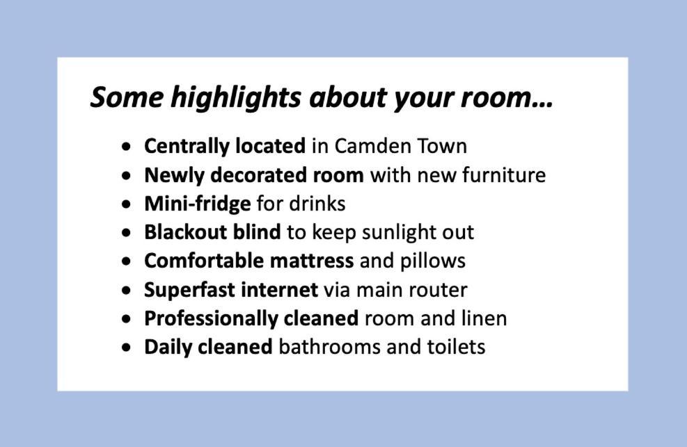 Luxury In Camden Town Near Shops, Cafes, Bars & Metro With Shared Bathrooms * London